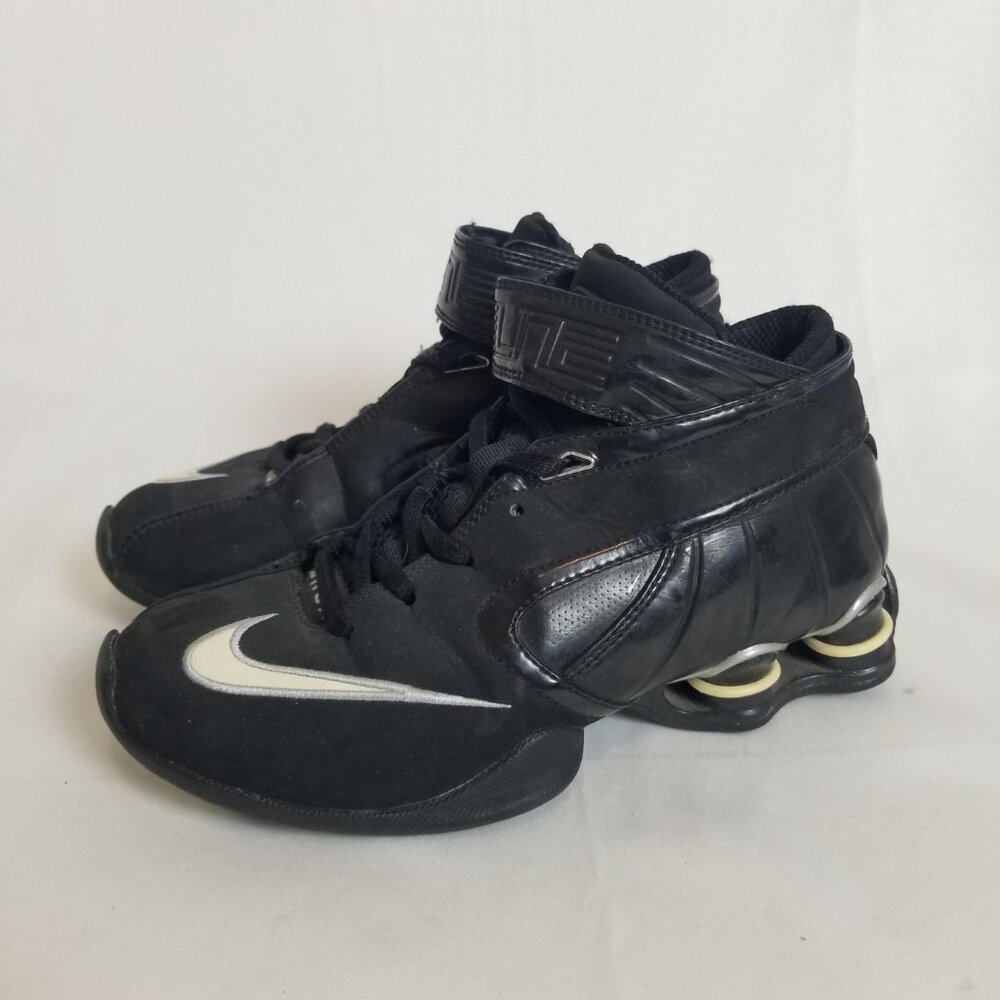 VTG Nike Shox Elite Black & White Leather Lace Up Running Sneaker Size 5 Youth
